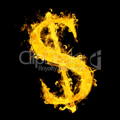 Composite image of american dollar on fire