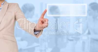 Composite image of businesswoman pointing