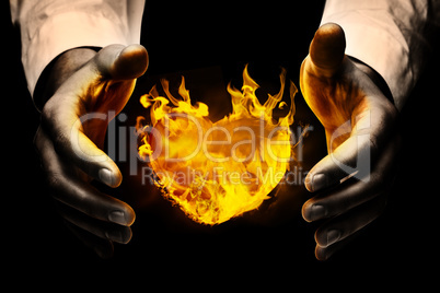 Composite image of hands holding