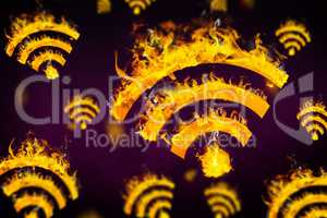 Composite image of wifi sign on fire
