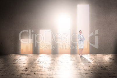 Composite image of full length portrait of a businesswoman with
