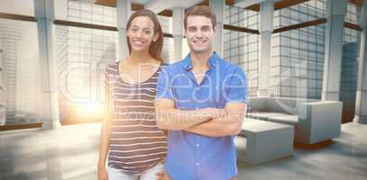 Composite image of couple looking at camera