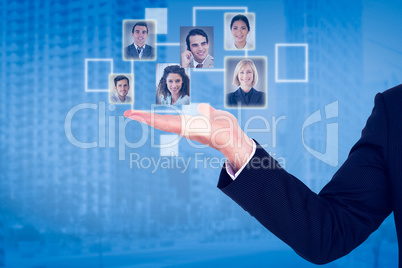 Composite image of businessman presenting