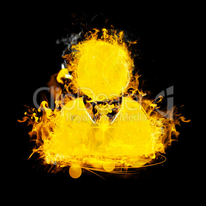 Composite image of symbol of businessman on fire