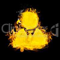 Composite image of symbol of businessman on fire