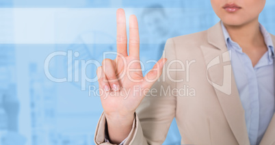 Composite image of businesswoman touching