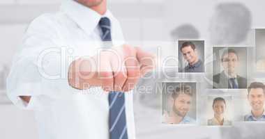 Composite image of businessman in shirt presenting at camera
