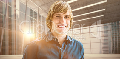 Composite image of portrait of smiling hipster businessman