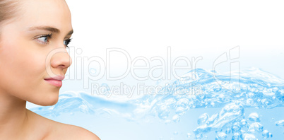 Composite image of smiling blonde natural beauty