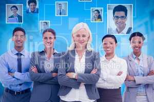 Composite image of business people with arms crossed smiling at