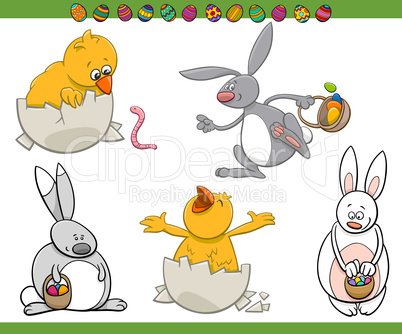 easter characters cartoon set