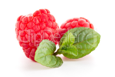 Raspberries with leaves