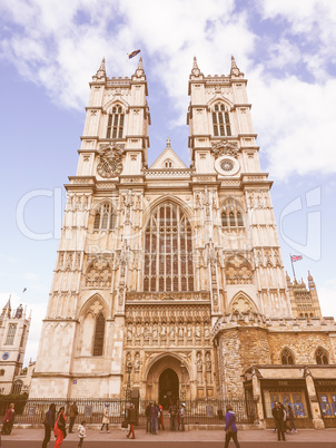 Retro looking Westminster Abbey in London