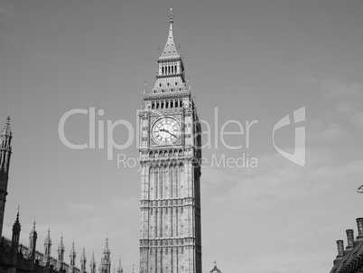 Black and white Big Ben in London