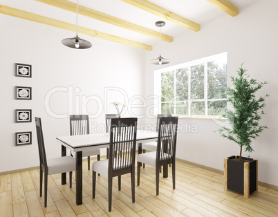 Interior of dining room 3d rendering