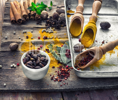 Still life with spices and herbs