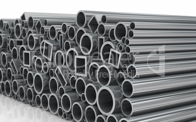 Stack of steel pipes