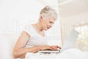 Mature woman using laptop