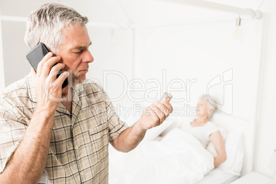 Senior man calling because of pills