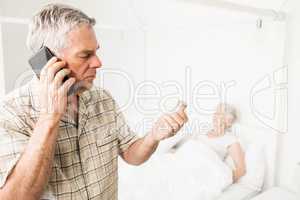 Senior man calling because of pills