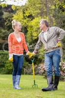 Cute couple gardening