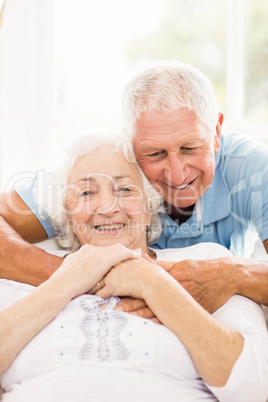 Cute senior couple hugging