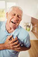 Painful senior man with pain on heart
