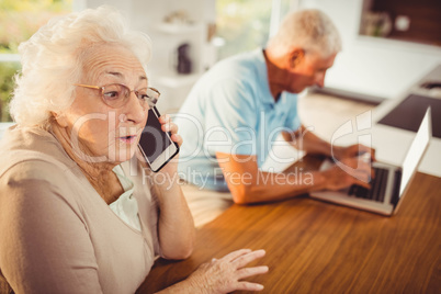 Senior woman on a phone call