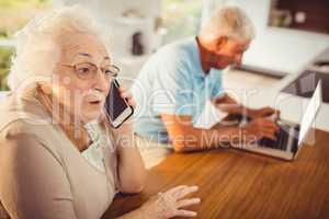Senior woman on a phone call