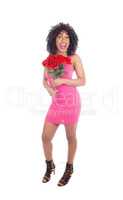 African American woman with roses.