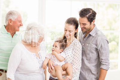 Happy extended family smiling