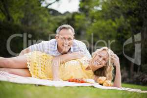 Happy couple having a picnic