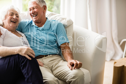 Cute senior couple hugging