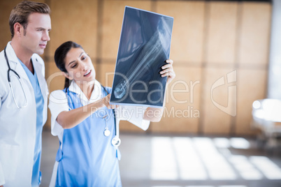 Medical team looking at x-ray together