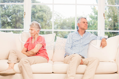 Senior couple not speaking after an argument