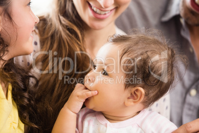 Happy extended family smiling