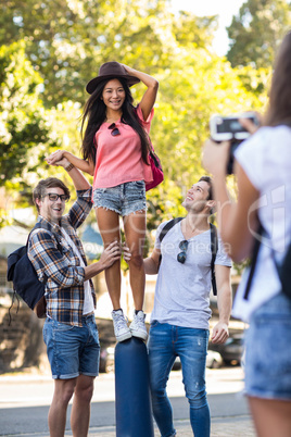 Hip friends posing for a picture