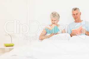 Senior couple reading books