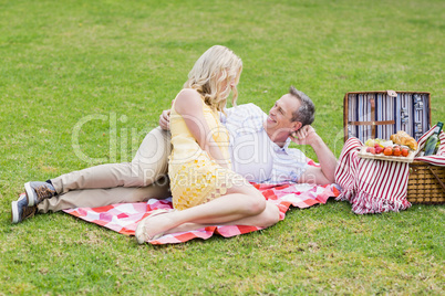 Happy couple having a picnic