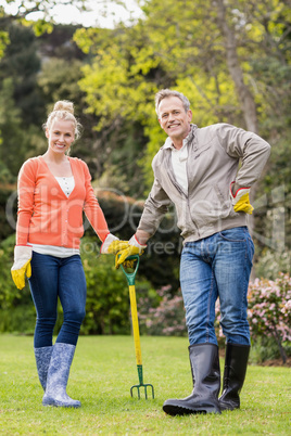 Cute couple gardening