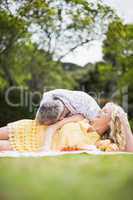 Happy couple having a picnic