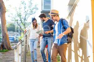 Hip friends going on a walk