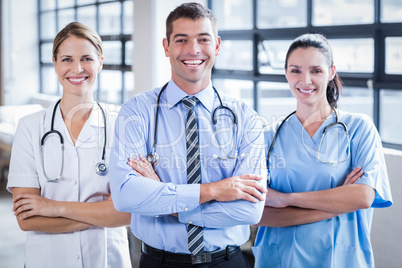 Medical team smiling at camera together