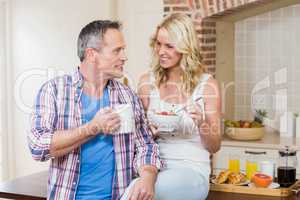 Cute couple having breakfast