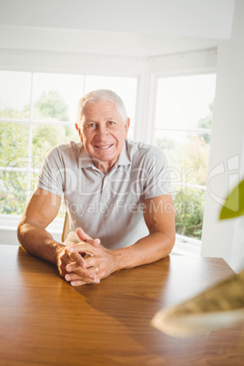 Calm senior man sitting in living room