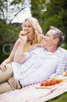 Happy couple having a picnic