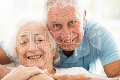 Cute senior couple hugging