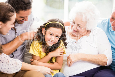 Happy extended family smiling