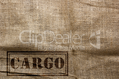 Stamp on the sackcloth of cargo transport of goods