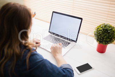 Hipster businesswoman using her laptop